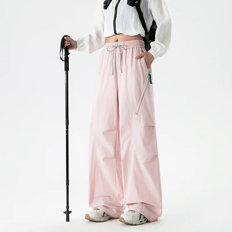 CHRLCK Women's Loose Cargo Pants Quick Drying Hiking Pants Brea...